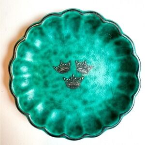 Gustavsberg Sweden Argenta Ceramic Triple Crown Logo Art Pottery Dish Ash Tray